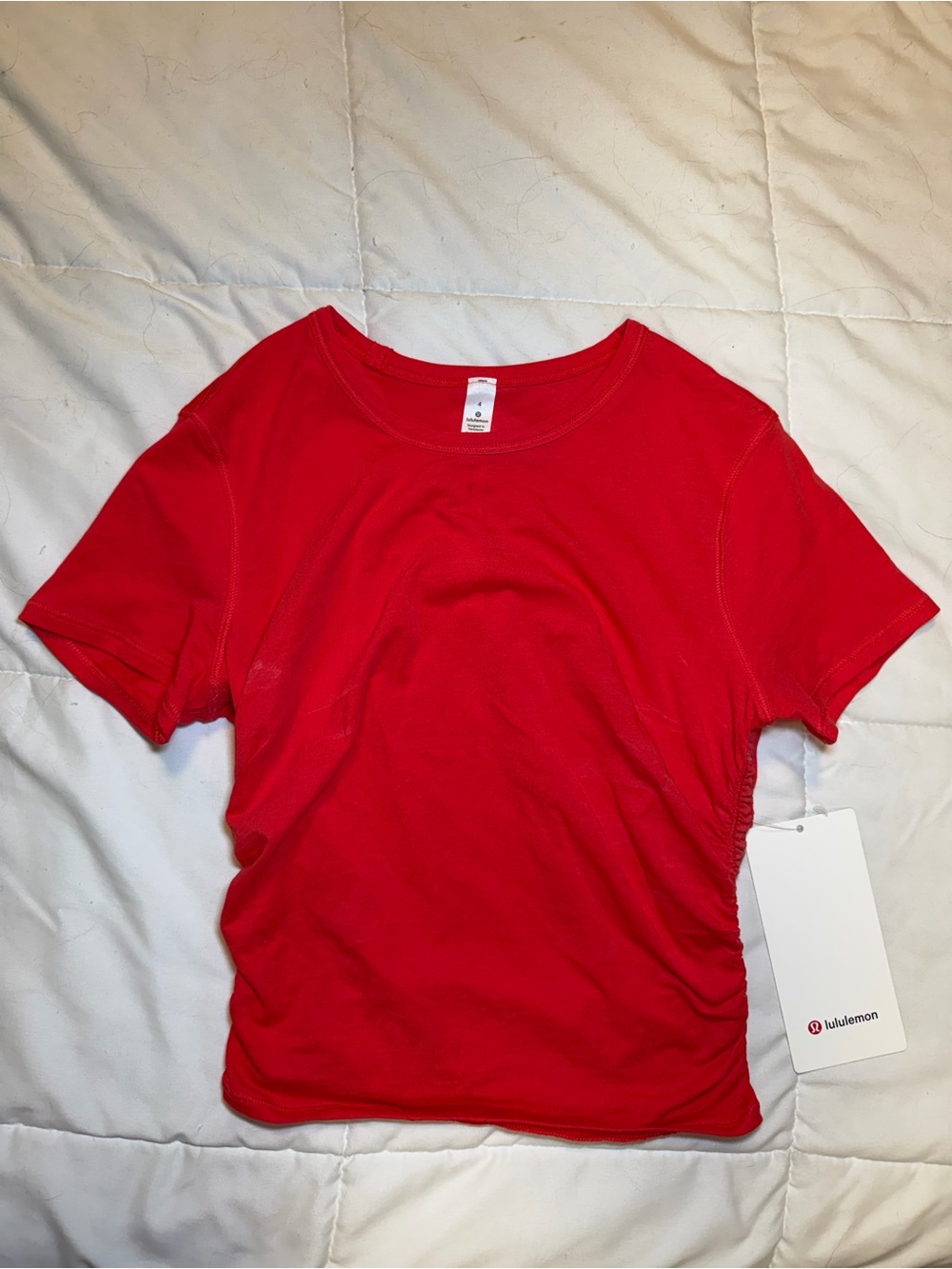 lululemon athletica Bright Red Short Sleeve Crop Tee